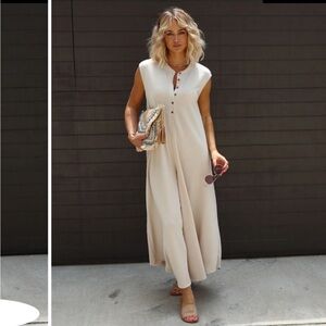 Vici Cyndella Pocketed Jumpsuit - Sand